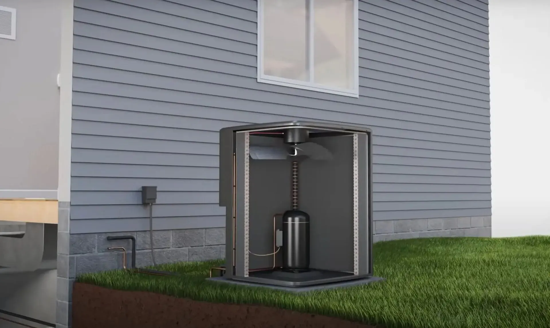 Compressor location in outdoor AC unit