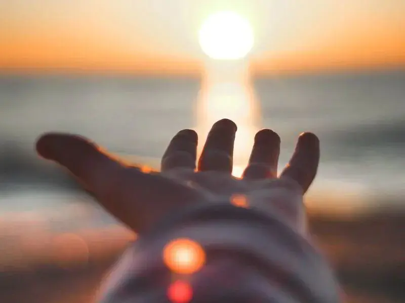 The sun over the horizon on a hot day