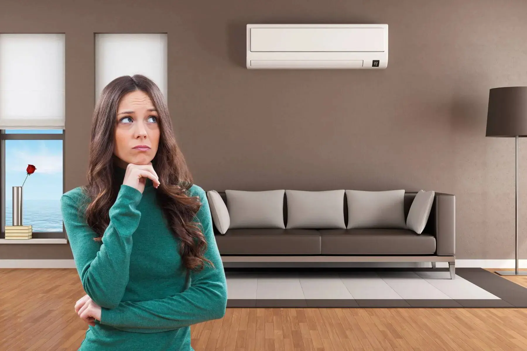 Female homeowner worried about her AC